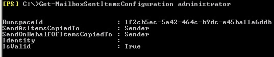 Get-MailboxSentItemsConfiguration