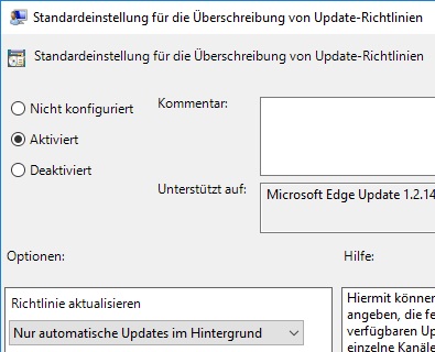 MS Edge GPO nur automatische Updates im Hintergrund